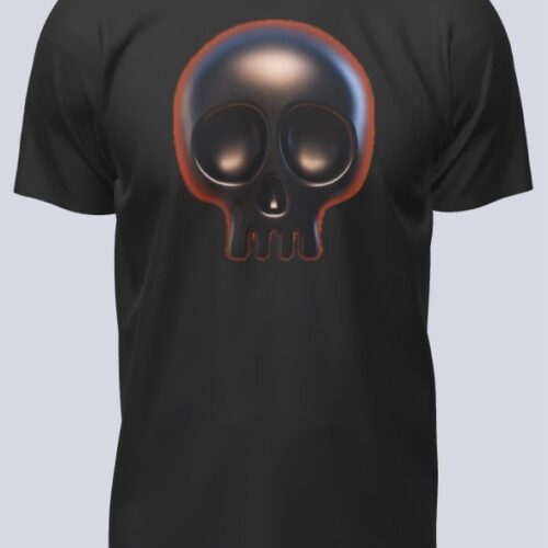 Playera Calavera Negra brillante